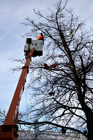 Aufbauarbeiten Halleiner Weihnachtsmarkt