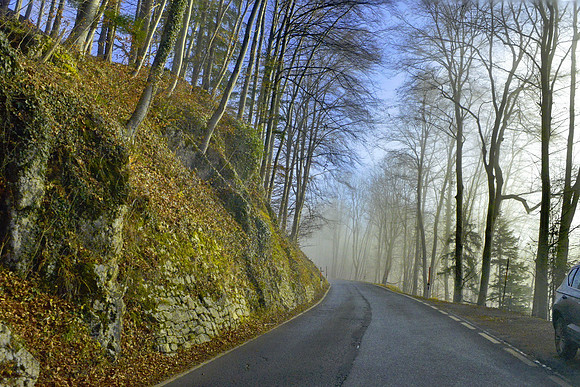Nebel hat die Stadt in Griff