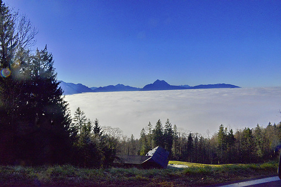 Nebel hat die Stadt in Griff